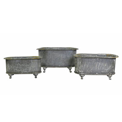 Set of 3 Zinc Garden Nesting Tubs