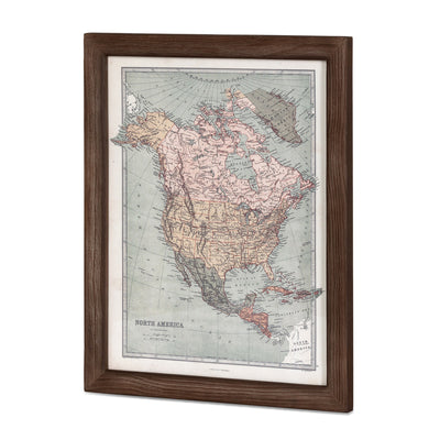 Vintage Style Framed Map of North America