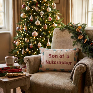 Son Of A Nutcracker Cotton & Velvet Embroidered Lumbar Pillow