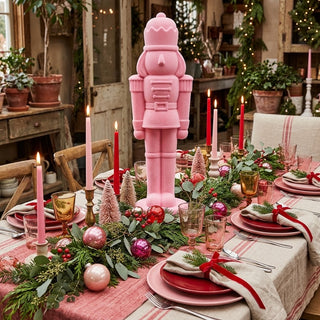 32" Pink Flocked Nutcracker