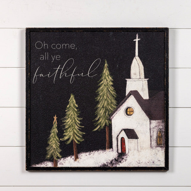 24" Oh Come All Ye Faithful Metal Sign