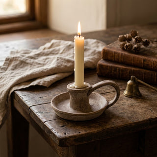 Terracotta Taper Candle Holder w/ Handle