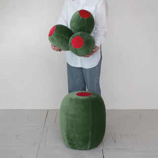 Velvet Olive Shaped Ottoman Stool - Limited