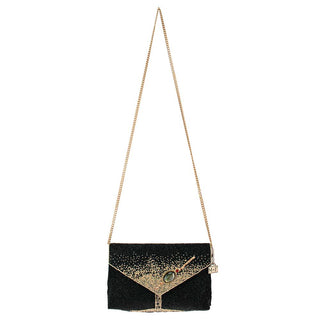 Mary Frances Olive You Beaded Martini Glass Crossbody Clutch
