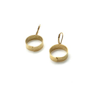 Simple Infinity Circle 24K Hammered Gold Plated Earrings