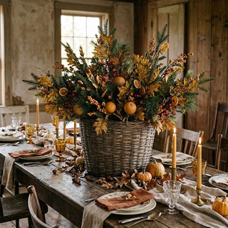 28" Pine Oak & Maple Leaves Spray with Orange Acorns & Rosehips