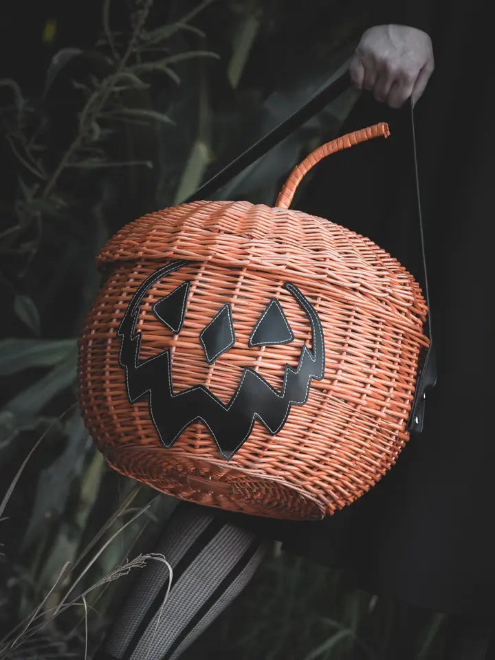 Halloween Hallows Pumpkin Trick or Treating Picnic Basket - Choose Orange or Black