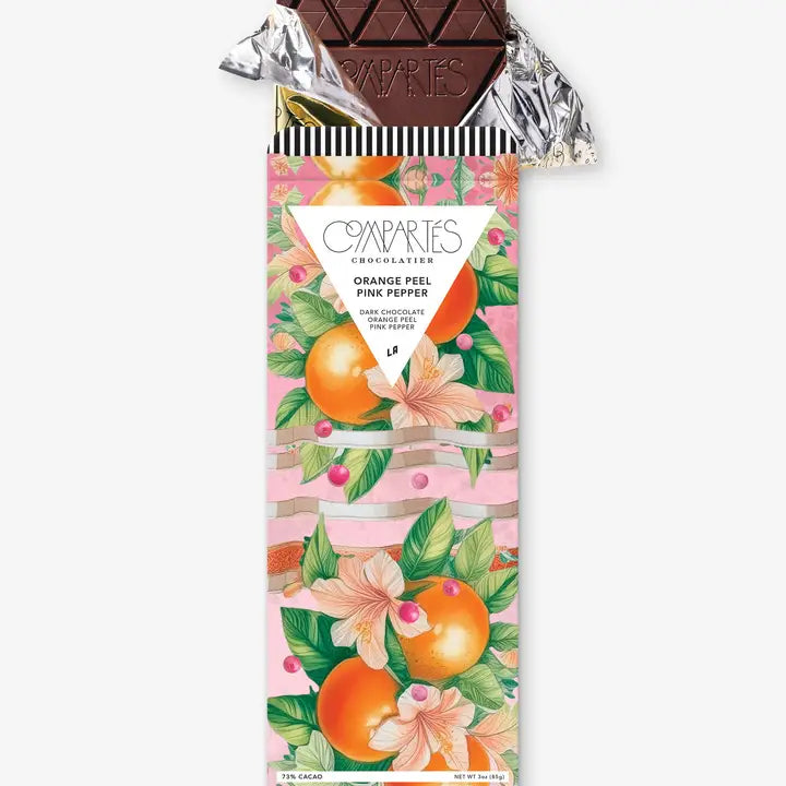 Compartes Orange Peel and Pink Pepper Chocolate Bar