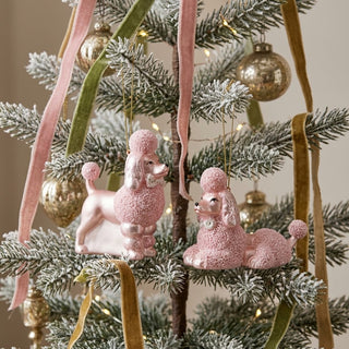 Hand-Painted Glass Vintage Reproduction Poodle Ornament - Choose Style