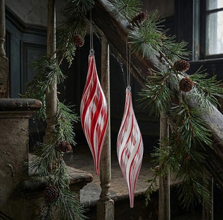 12" Striped Glass Finial Ornament - Choose Color