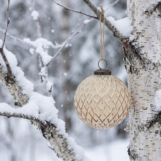 Cream & Gold Glass Ornament
