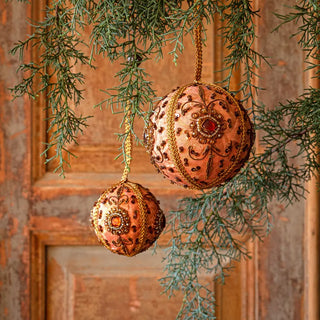 Set of 2 Parisian Embroidered & Jeweled Ornaments