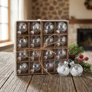 Box of 16 Mini Iridescent Tree Glass Ornaments
