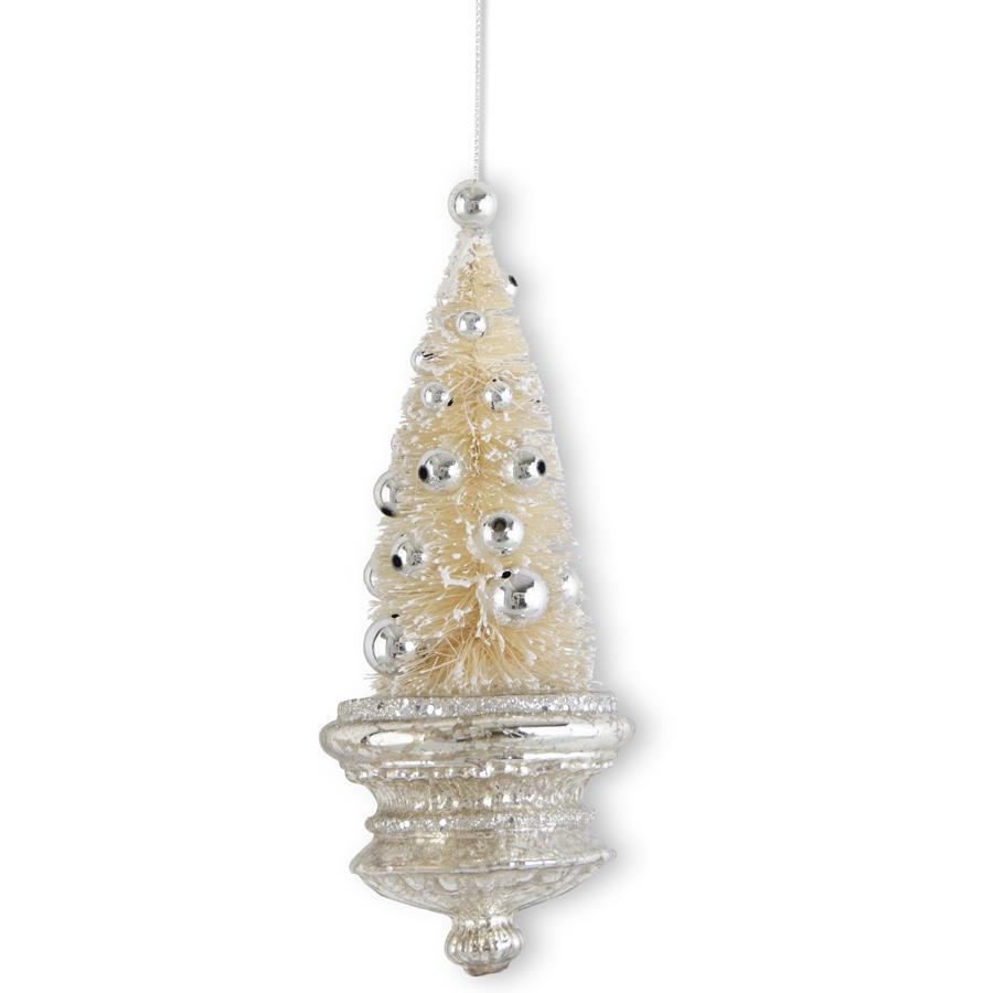 Bottle Brush Tree Ornament on Mercury Glass Base