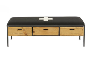 Charcoal Danish Military Blanket Bench Made With Repurposed Harvest Boxes