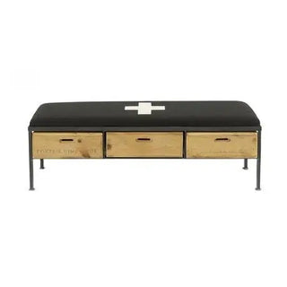 Charcoal Danish Military Blanket Bench Made With Repurposed Harvest Boxes