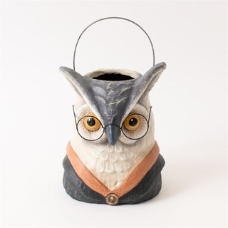 Vintage Style Professor Owl Paper Mache Candy Bucket