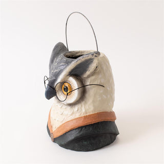 Vintage Style Professor Owl Paper Mache Candy Bucket