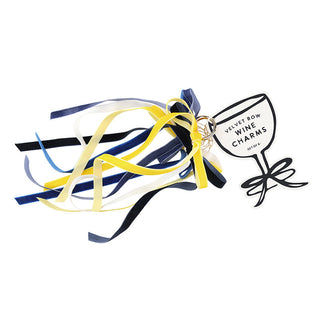 Set of 6 Velvet Bow Wine Charms - Oyster