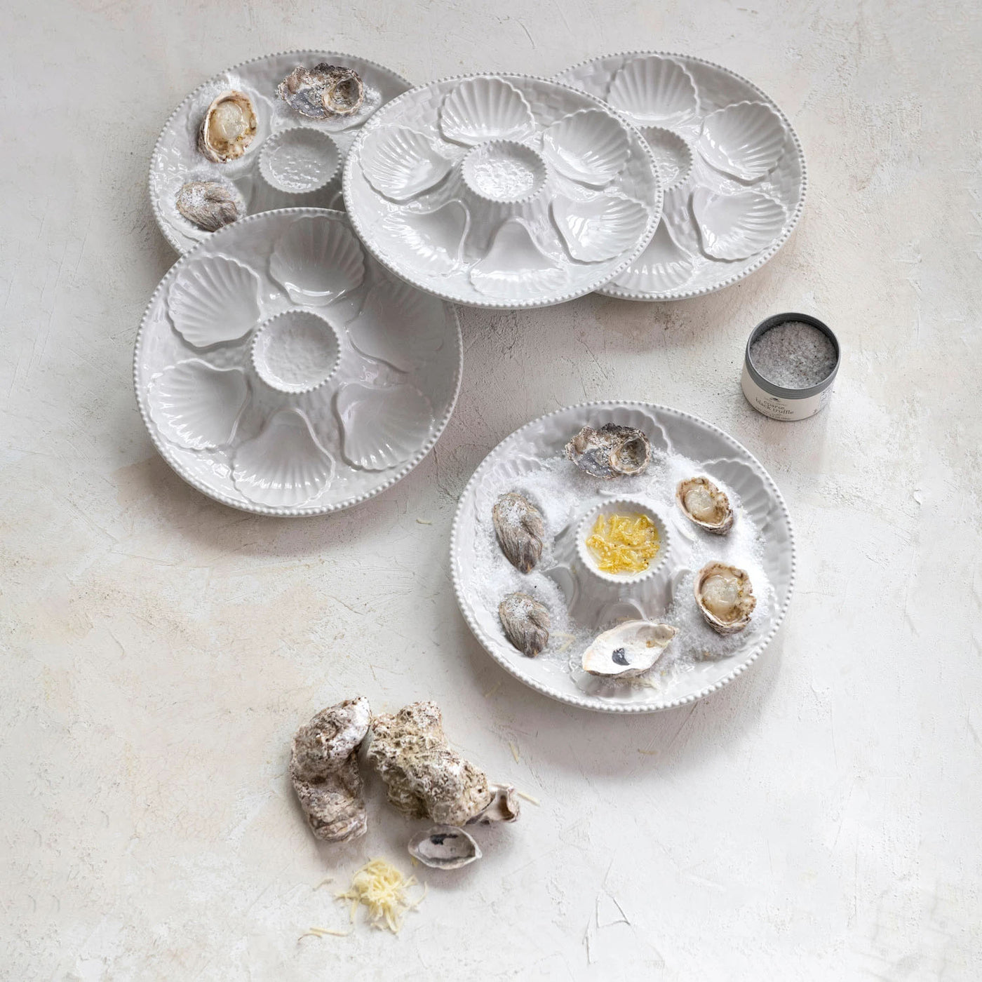 White Stoneware Oyster Plate