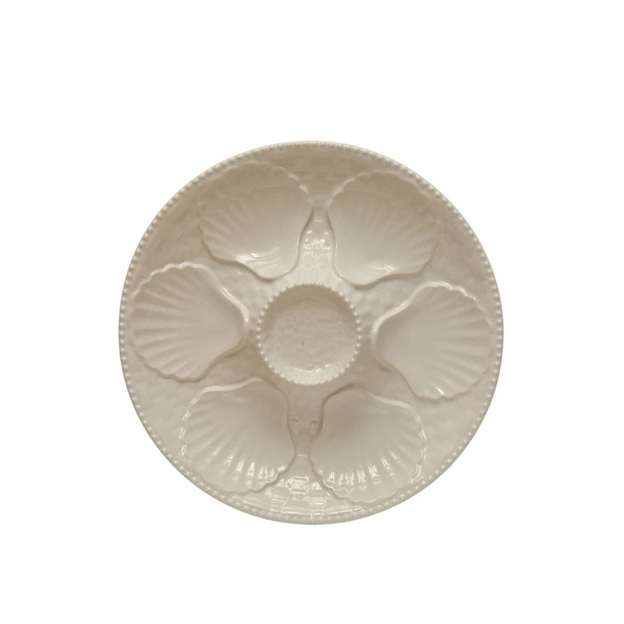 White Stoneware Oyster Plate
