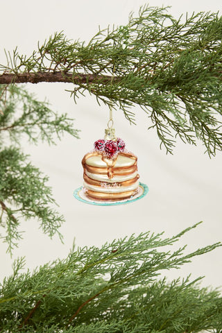 Dessert First Pancake Glass Ornament