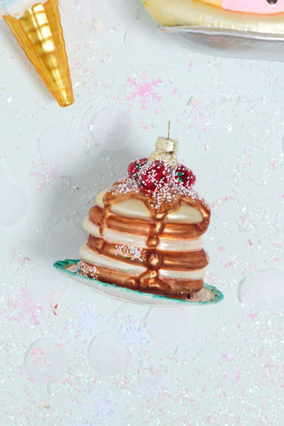 Dessert First Pancake Glass Ornament