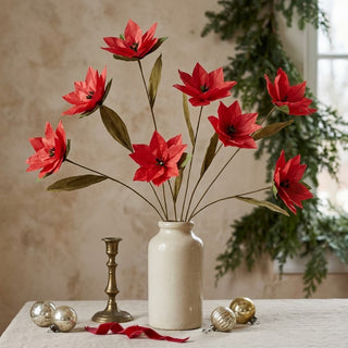34.5" Handmade Paper Poinsettia Pick
