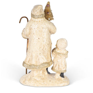 Paper Mache Santa with Tree and Child
