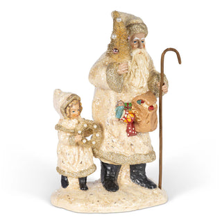 Paper Mache Santa with Tree and Child