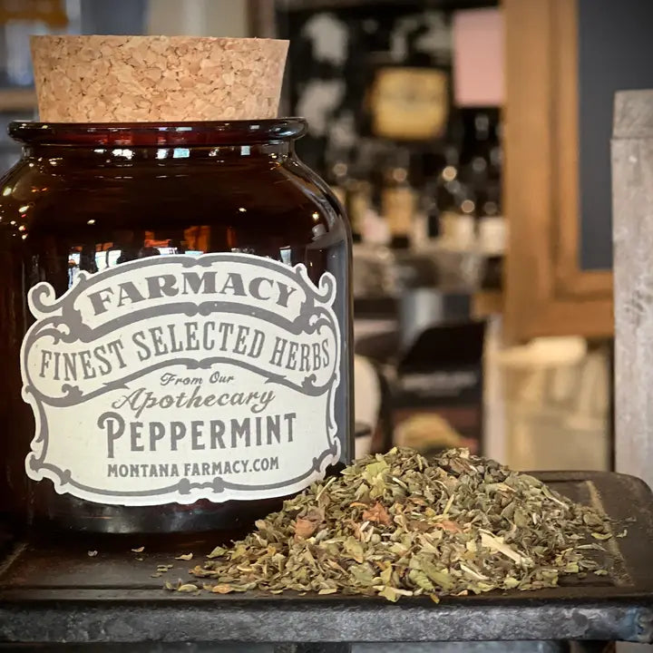 Vintage Style Herbal Apothecary Jar with Peppermint