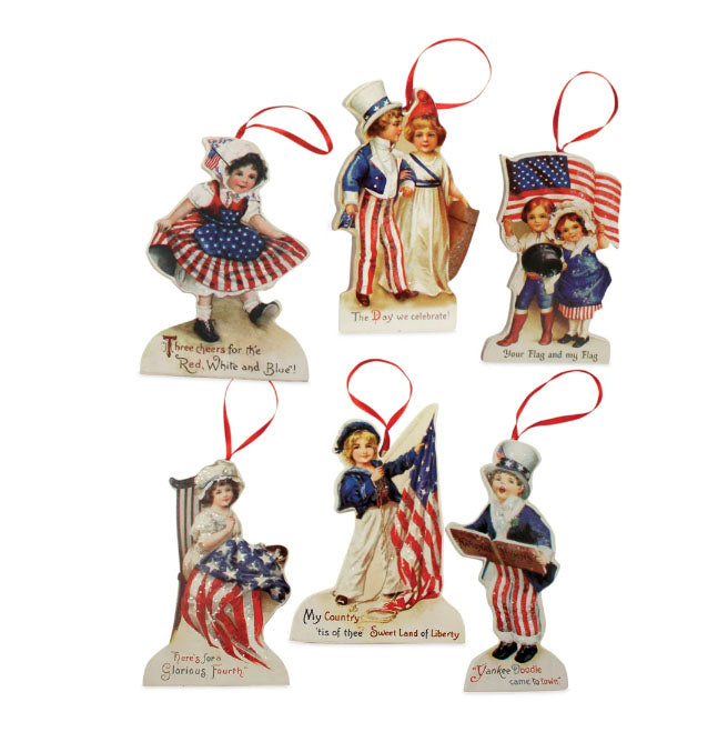 Set of 6 Bethany Lowe Die Cut Americana Ornaments