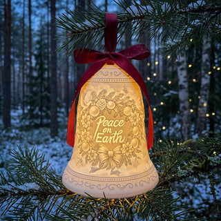 Luumii Lights Porcelain Bell Ornament - Peace On Earth