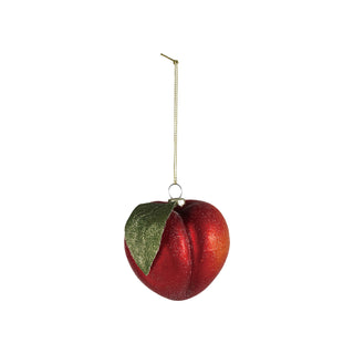 Hand-Painted Glass Peach Ornament with Glitter and Sugar