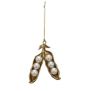 Metal and Faux Pearl Pea Pod Ornament