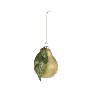 Hand-Painted Glass Pear Ornament with Glitter and Sugar