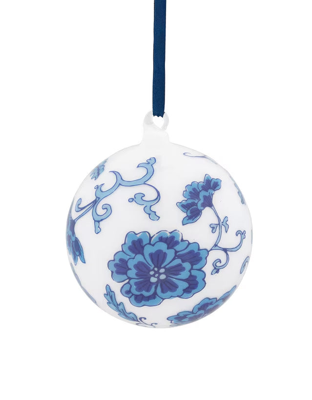 Chinoiserie Glass Ball Ornament  - Choose Color