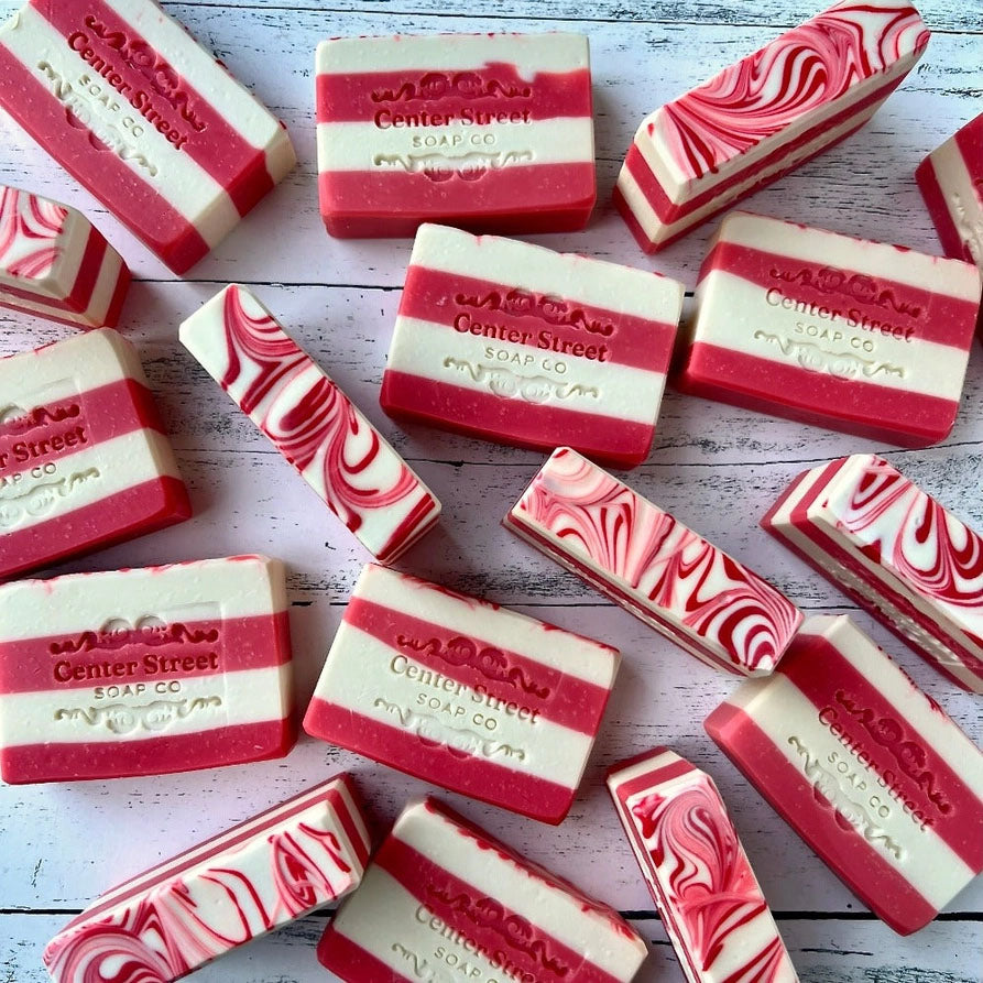 Candy Cane Handmade Soap Bar - Peppermint