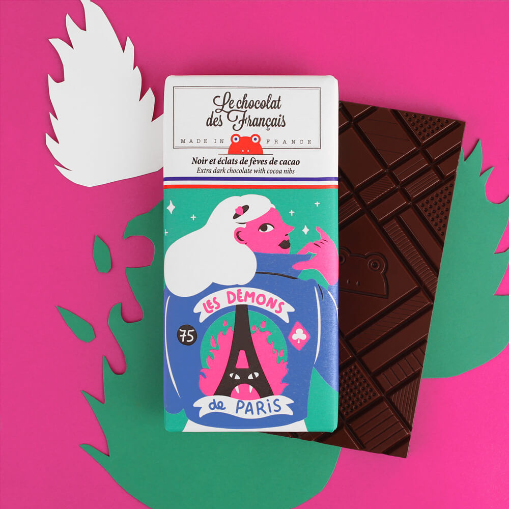 Le Chocolat des Francais - Extra Dark Chocolate & Cocoa Nibs Bar