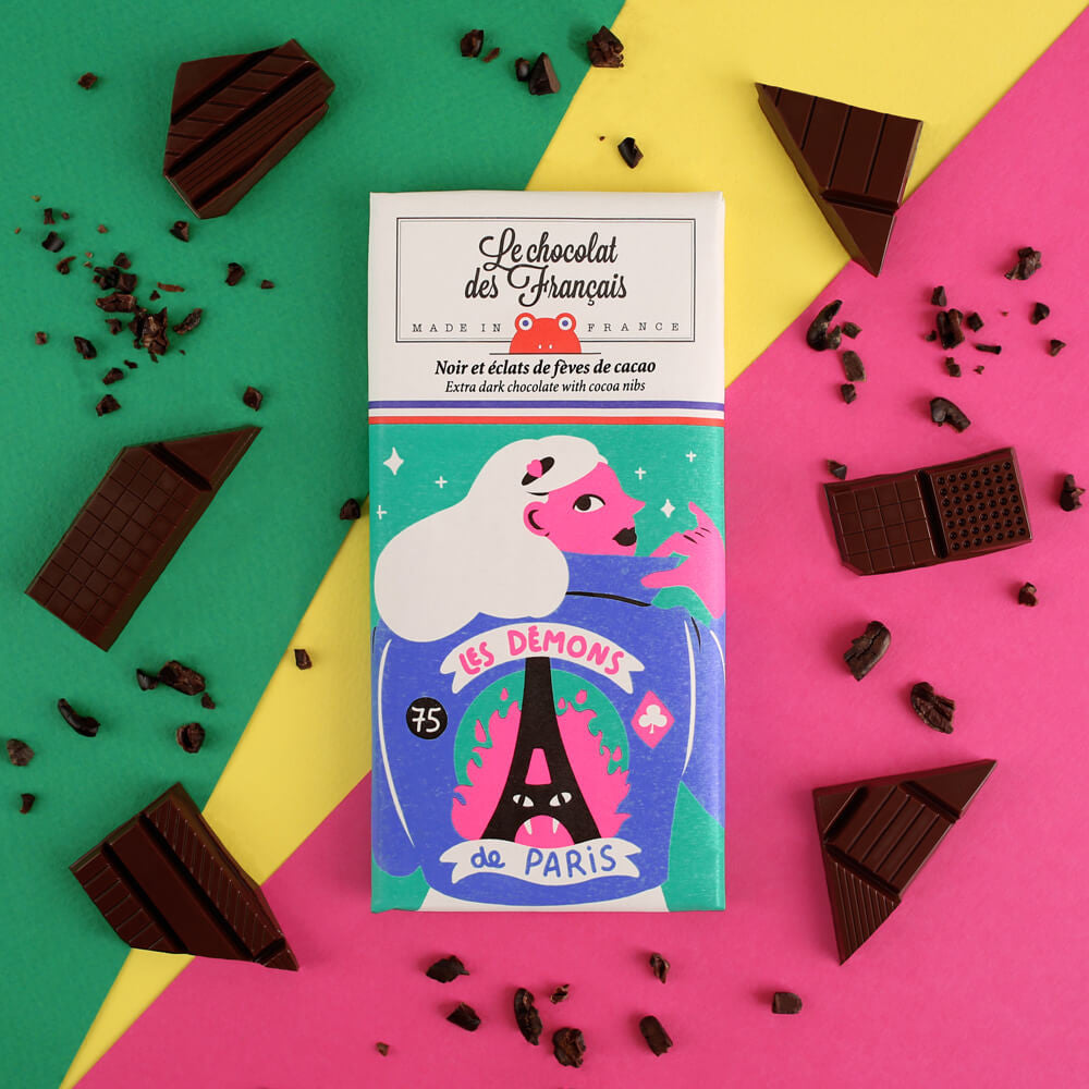 Le Chocolat des Francais - Extra Dark Chocolate & Cocoa Nibs Bar