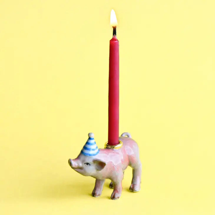 Porcelain Pig Heirloom Birthday Cake Topper
