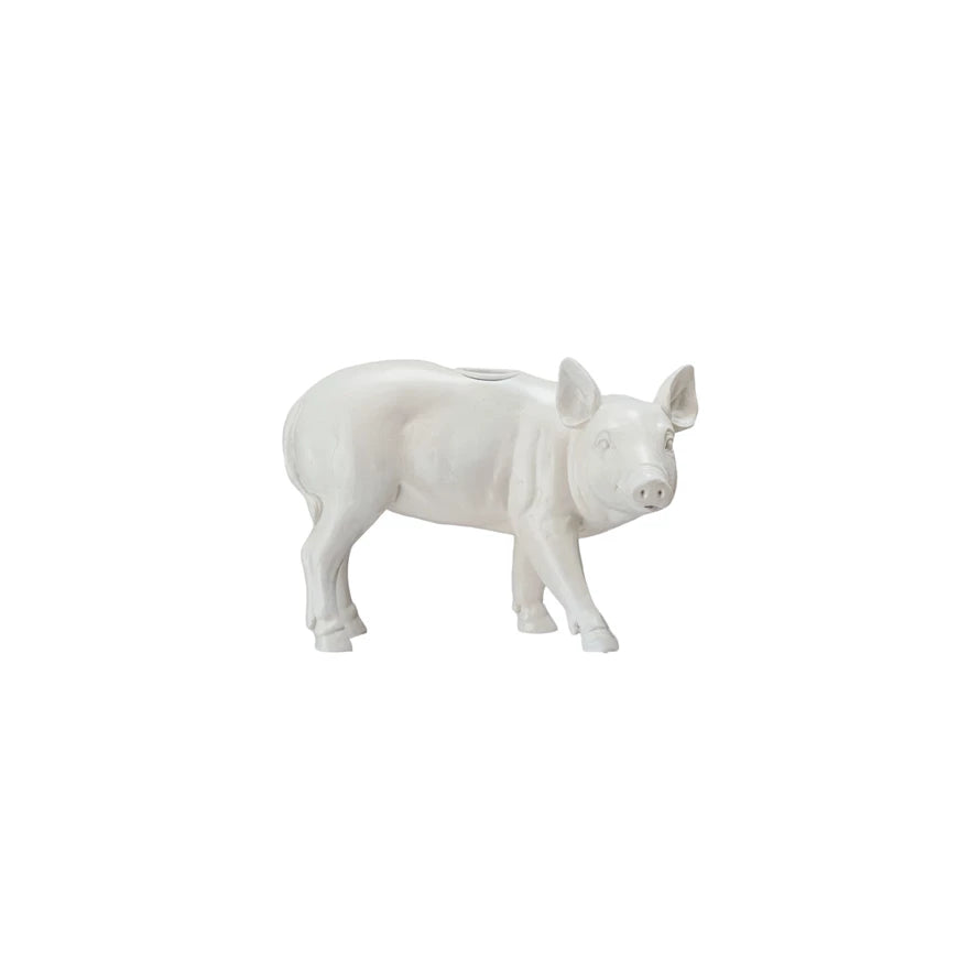 White Pig Taper Holder