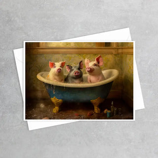 Pigs in the Bathtub with Cotton Candy - Note Card