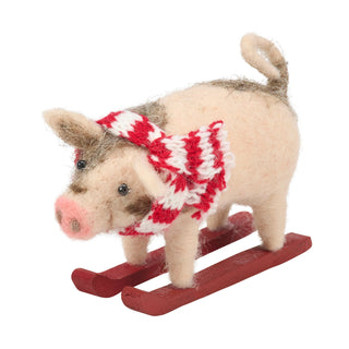 Felt Skiing Pig