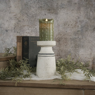 7.5" Rustic Black and White Pillar Candle Holder