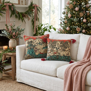 18" Velvet Holiday Pillow - Choose Snowman or Reindeer Style