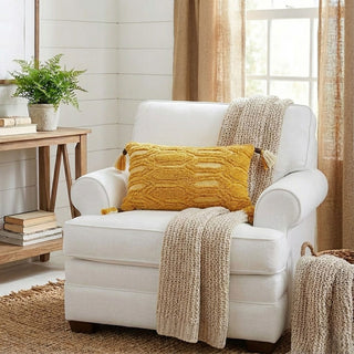 French Marigold - Tufted Cotton Long Diamond Rectangle Pillow Cover