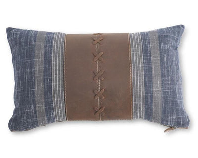 20" Leather Trimmed Lumbar Pillow - Choose Style
