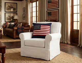 20" Cotton Knit American Flag Pillow