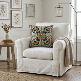 18" Square Cotton Embroidered Pillow